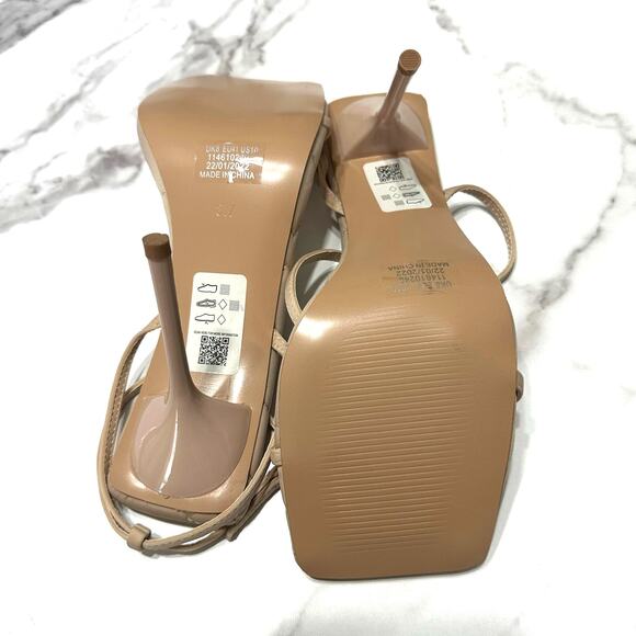 NEW Topshop Ankle Strap Square Toe Stiletto Heels Size 8W Wedding Guest Party - Picture 9 of 12
